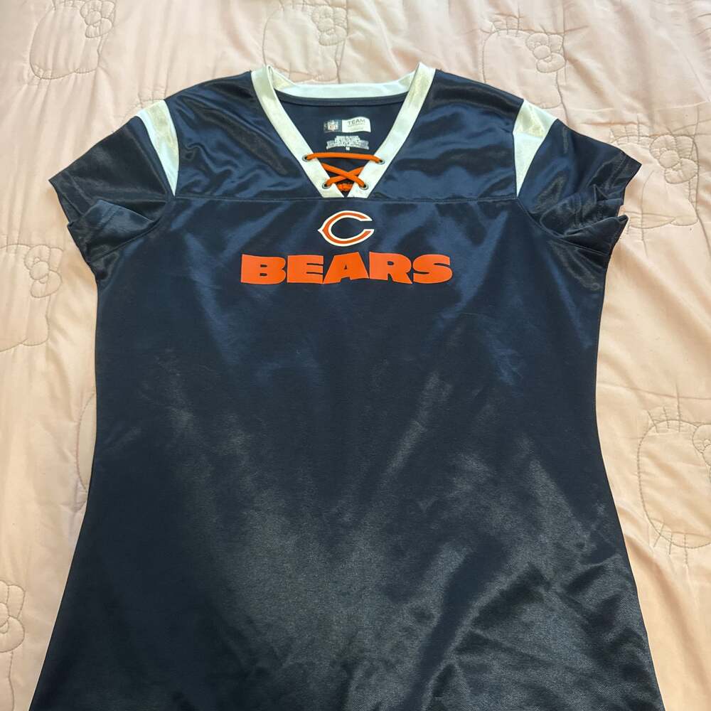 NFL Team Apparel Chicago Bears Women's Rhinestone Jersey Tee